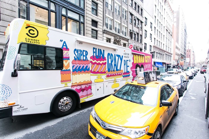 Comedy Central's Broad City RV was quite a sight alongside New York City's usual traffic scene.