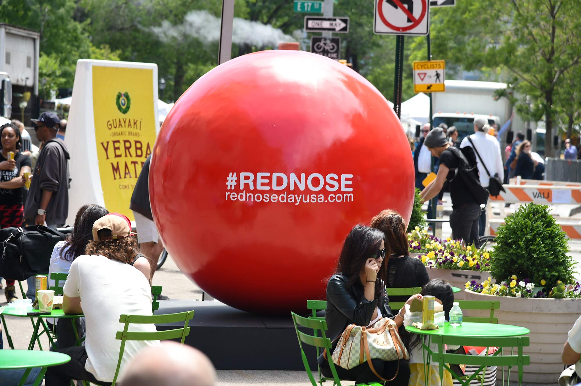 One of 5 larger-than-life Red Nose statues made for an unmistakeable sight in Union Square.