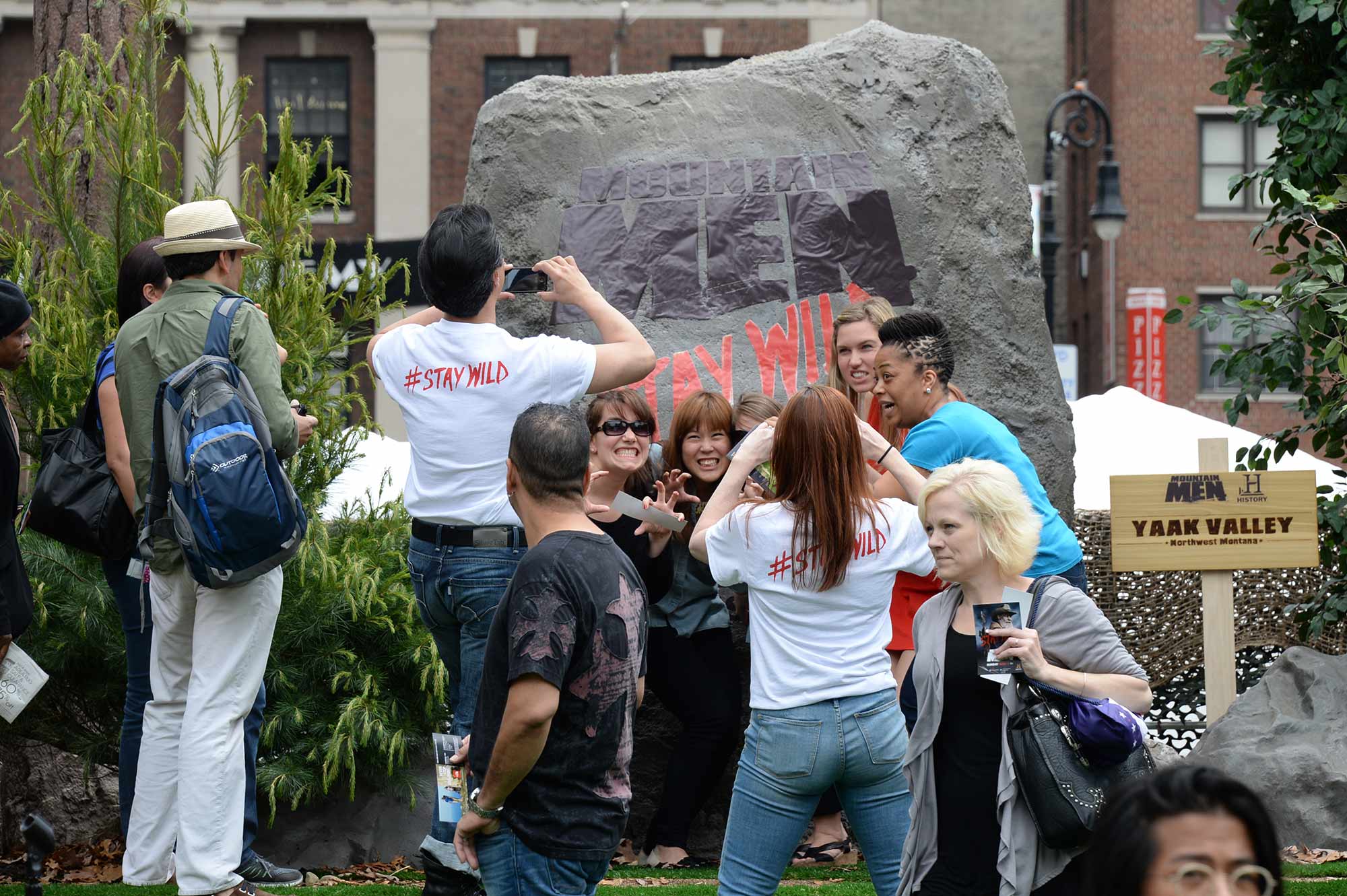 The photo-op wall was a popular spot to pose at History Channel's Mountain Men City Trek.