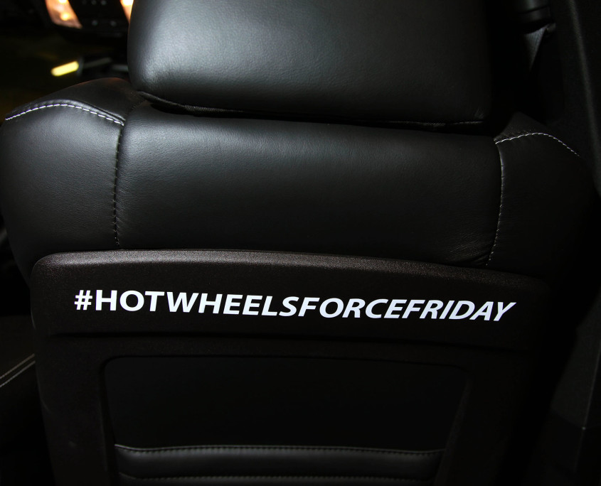 Even passengers in the Stormtrooper Dodge SRT's could not forget that it was Hot Wheels Force Friday with branded hashtags on the interiors.