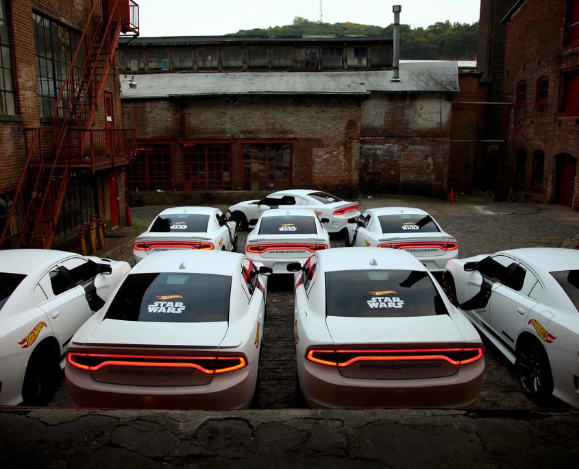 The full fleet of Stormtrooper Dodge SRT's were quite a sight on Hot Wheels Force Friday.
