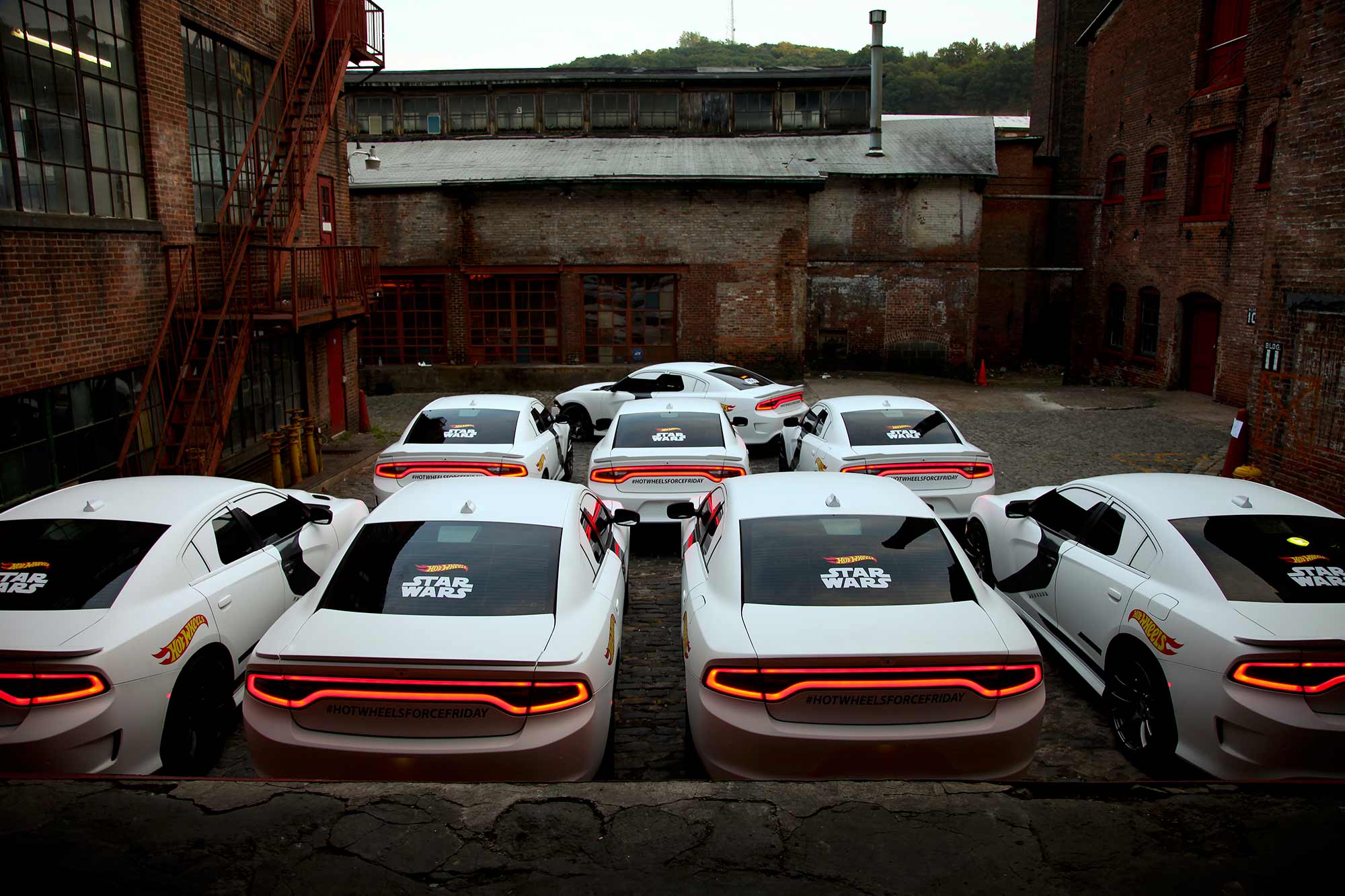 The full fleet of Stormtrooper Dodge SRT's were quite a sight on Hot Wheels Force Friday.