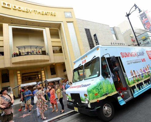 The custom Summer Camp food truck serves guests gourmet s'mores along Hollywood's Walk of Fame.