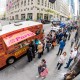 The line stretched down the block across from New York City's Rockefeller Center, as excited guests waiting for a burger from the Rachel Ray Every Day food truck.